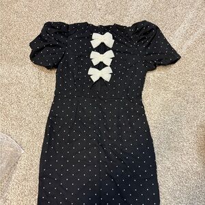 Black Dress with White Polka Dots and Bows